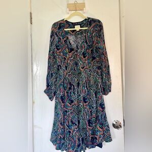 Paisley V-neck dress.